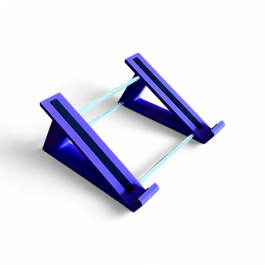 3D printed Behringer TD-3 / RD-6 / RD-78 Synth 30 degree stand by Cold Earth Industries, shown in purple on a white background