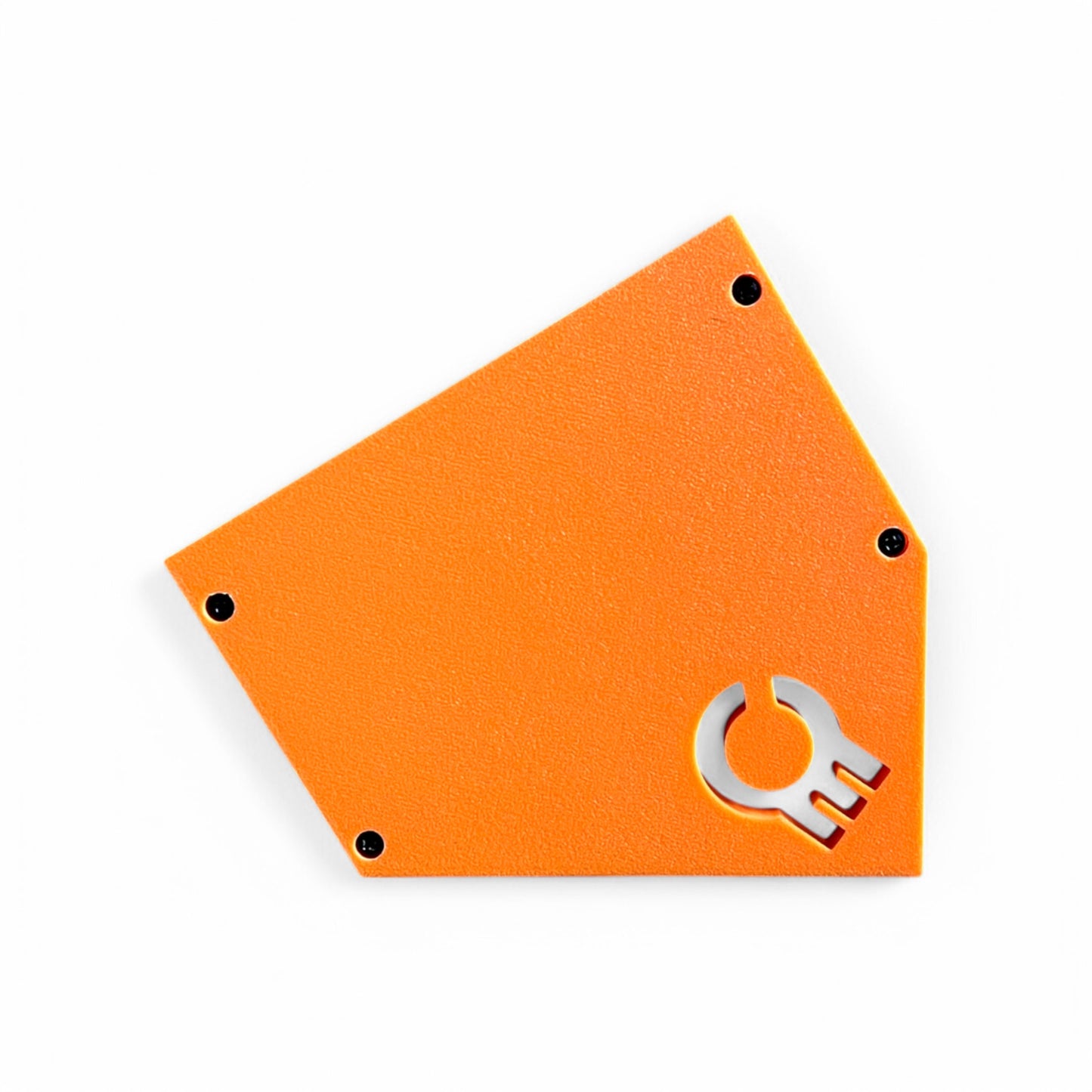 3D printed 52HP 3U Eurorack modular synthesizer case by Cold Earth Industries, shown side view with black body and orange side panels on a white background – custom desktop skiff enclosure.