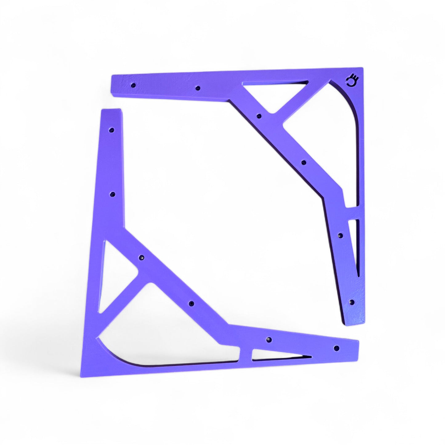 3D printed Behringer Crave / Edge / Spice / Grind 3 Tier Side Panels Synth stand by Cold Earth Industries, shown front view in purple on a white background side panels only – custom desktop stands.