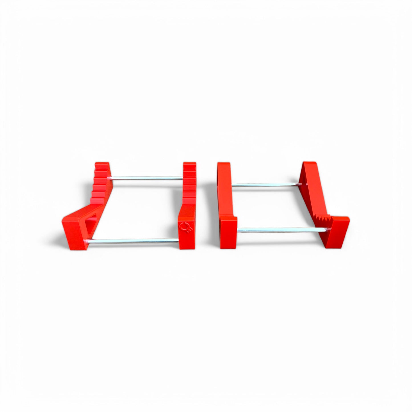 Auratone 5C Super Sound Cube Passive Monitor Stands | 3D Printed Speakers / Monitors Stands | Cold Earth Industries - Red 3D printed stand pair - Front View- by Cold Earth Industries