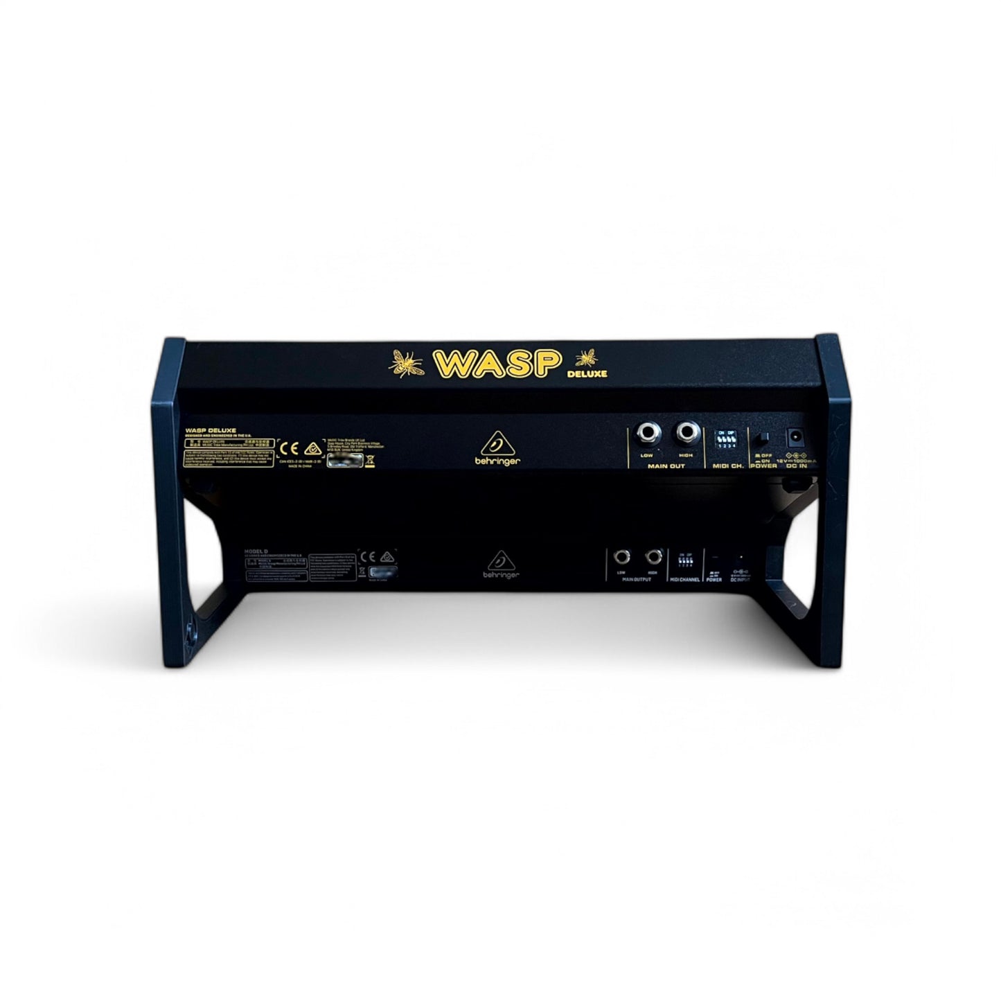 Behringer 2 Tier Synthesizer Stand | 3D Printed Synthesizer Stand | Cold Earth Industries - Custom 3D printed stand in Black - Back View - by Cold Earth Industries - with Wasp and Model D Synthesizers (not included)