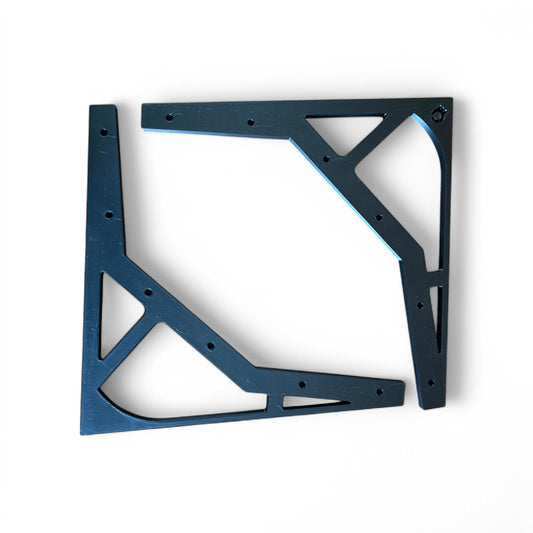 3D printed Behringer Crave / Edge / Spice / Grind 3 Tier Side Panels Synth stand by Cold Earth Industries, shown front view in black on a white background side panels only – custom desktop stands.