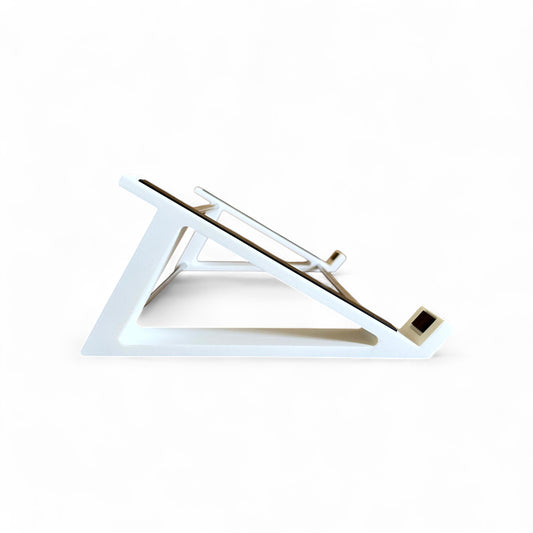 3D printed Access Virus TI2 Desktop Synth 30 degree stand by Cold Earth Industries, shown side view in white on a white background