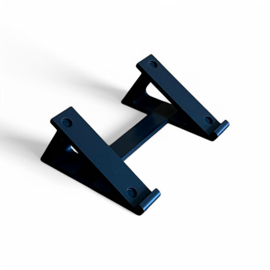 3D printed Behringer Pro VS Mini JT PHARA-O Synth 30 degree stand by Cold Earth Industries, shown in black on a white background – custom desktop stands.