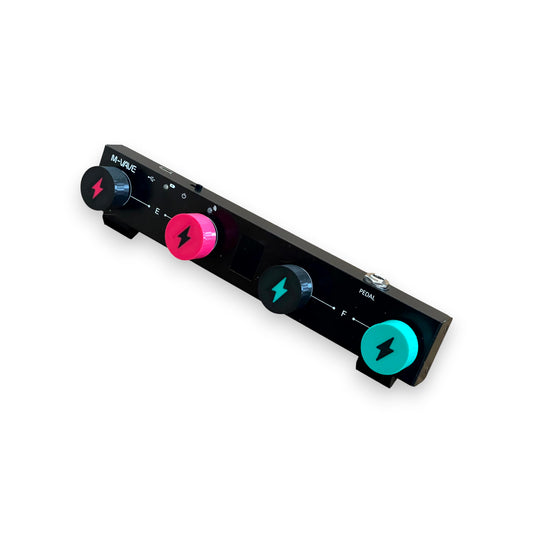 Electric Mistress Guitar Pedal Footswitch Topper for 8.5mm / 10mm / 11mm Foot Switch. 3D printed Electric Design by Cold Earth Industries, shown in mixed colours on a guitar pedal, on a white background.