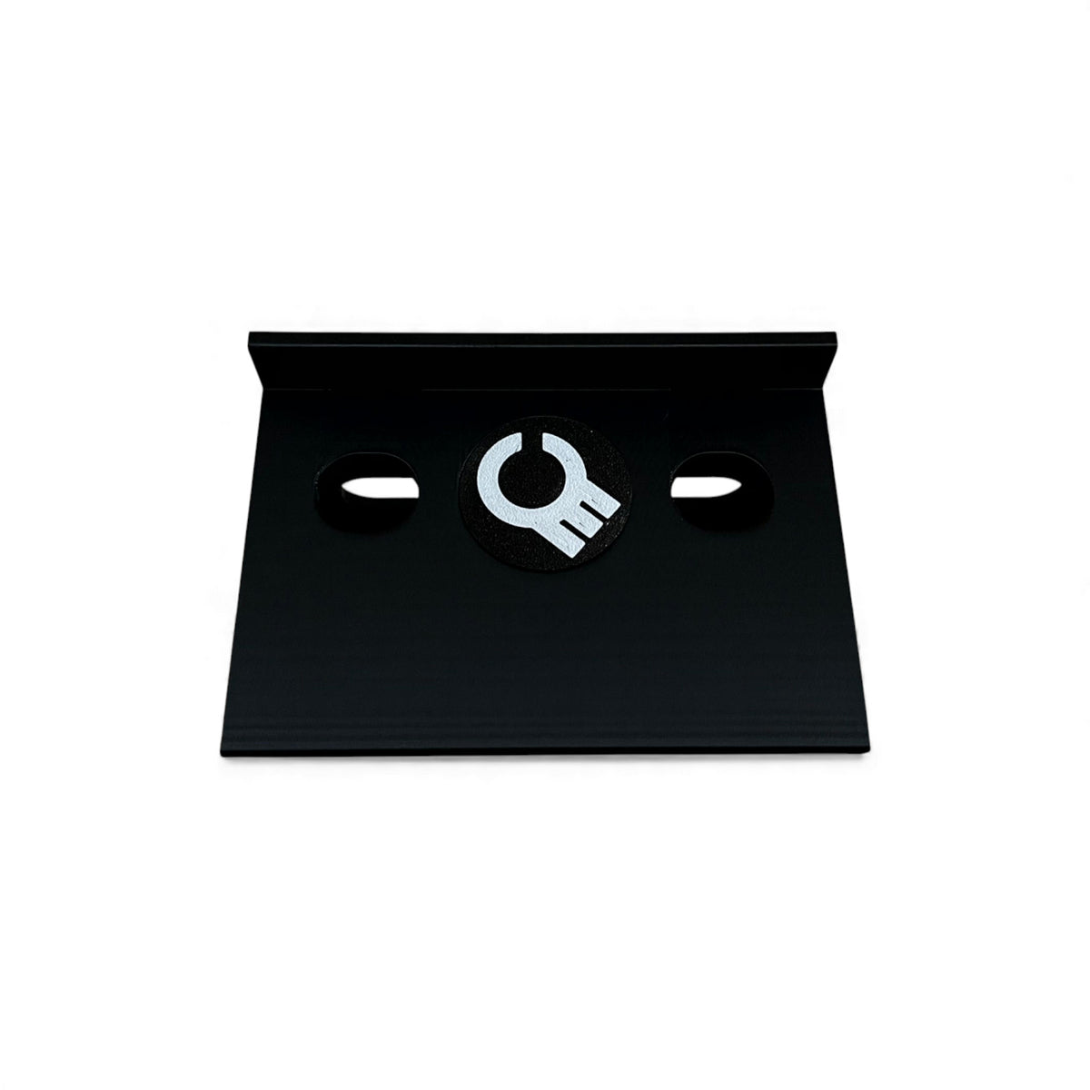 3D printed ElectroHarmonix Big Muff Pi Guitar Pedal 30 Degree stand by Cold Earth Industries, shown back view, in black on a white background