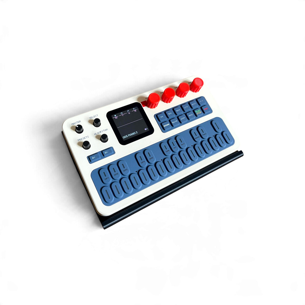 M-Vave FM-1 synth fitted with red encoder caps by Cold Earth Industries