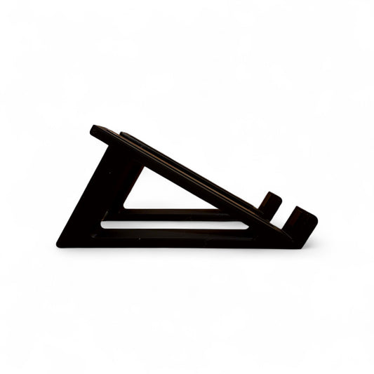 3D printed Hologram Electronics Chroma Console Guitar Pedal 30 Degree stand by Cold Earth Industries, side view shown in black on a white background – custom desktop stands.