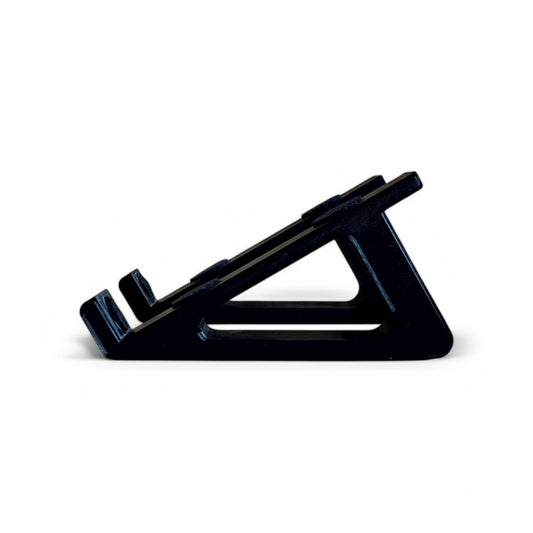 3D printed Hologram Electronics Microcosm Guitar Pedal 30 Degree stand by Cold Earth Industries, side view shown in black on a white background – custom desktop stands.