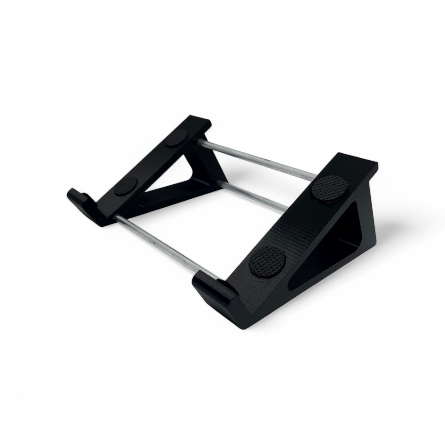 3D printed Dreadbox Typhon Synth 30 degree stand by Cold Earth Industries, shown in black on a white background