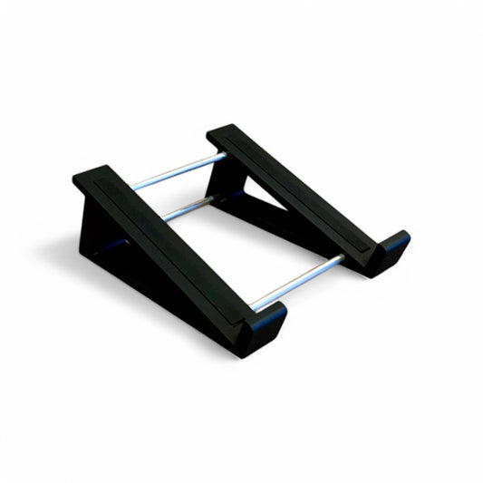 3D printed Elektron Digitone / Digitakt / Syntakt Synth stand by Cold Earth Industries, reverse angle shown in black on a white background