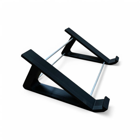 3D printed Roland TR-8 Rhythm Performer Drum Machine 30 degree stand by Cold Earth Industries, shown in black on a white background