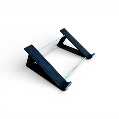 3D printed Elektron Analog Four MK2 / Rytm MK2 Synth 30 degree stand by Cold Earth Industries, shown in black on a white background