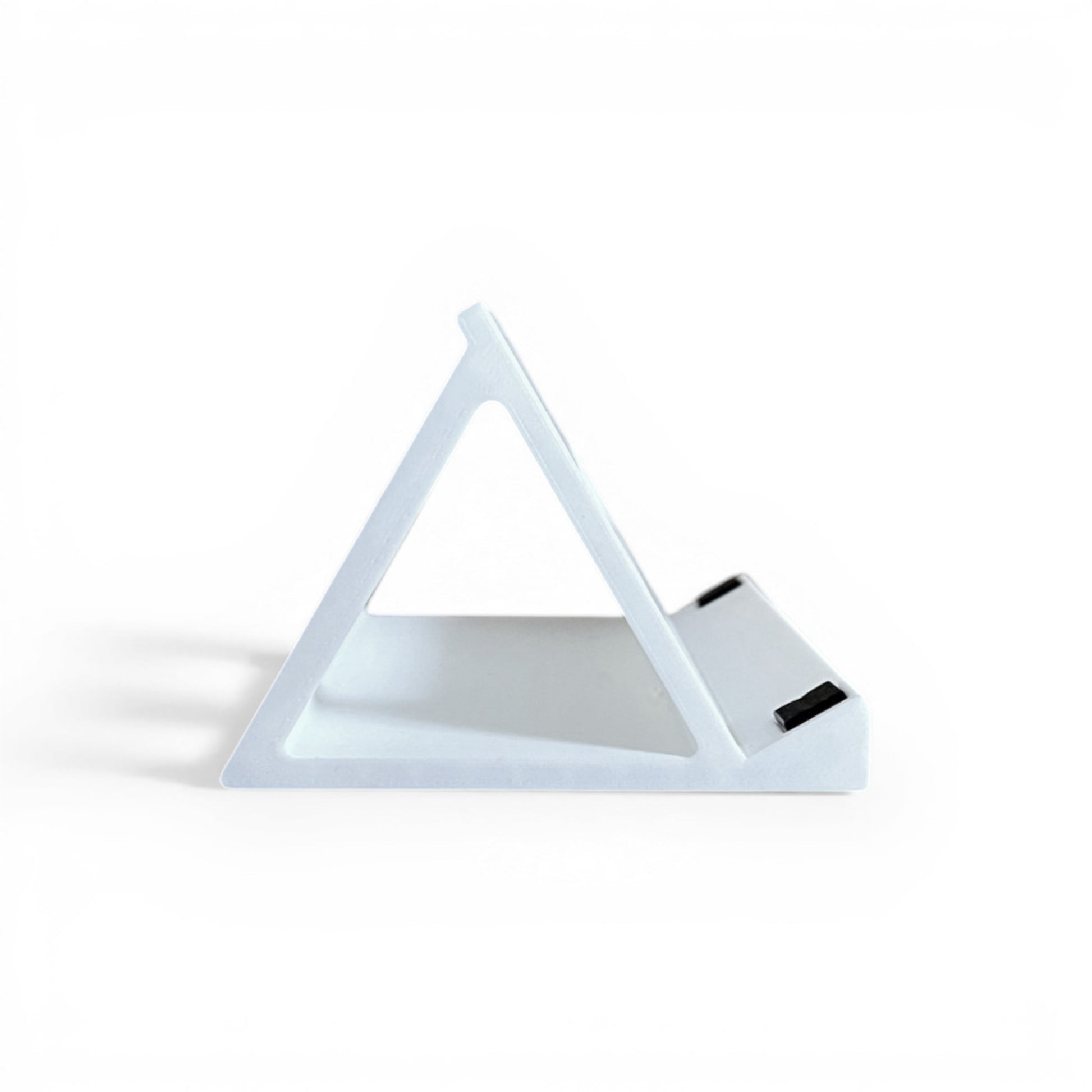 3D printed Korg Nu:Tekt NTS-2 Oscilloscope 60 degree stand by Cold Earth Industries, shown side view in white on a white background