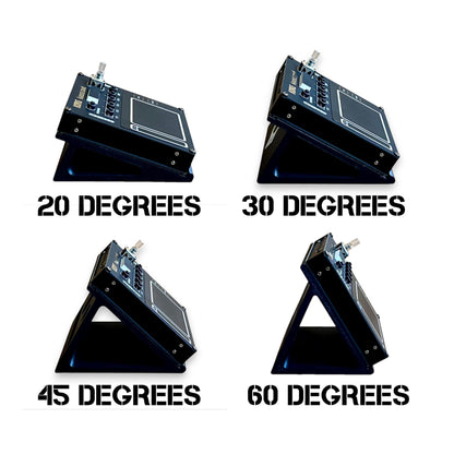 Korg NTS-3 stand with Korg NTS-3 showing available angles labeled 20, 30, 45, and 60 degrees on a white background.