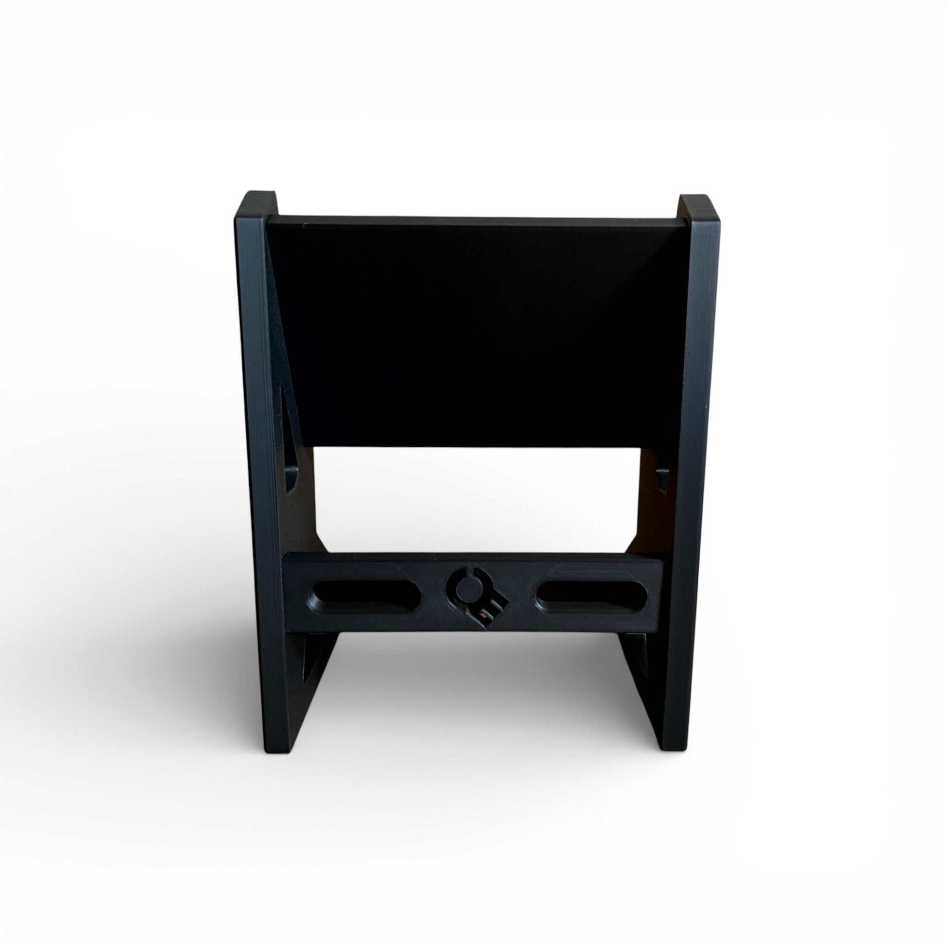 3D printed 2-Tier Korg Volca Roland Aira Behringer Mini | 30 / 60 Degrees | 195mm Width stand by Cold Earth Industries, shown back view, in black, on a white background – custom desktop stands.