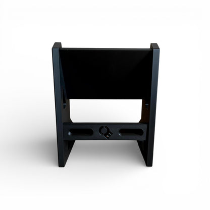 3D printed 2-Tier Korg Volca Roland Aira Behringer Mini | 30 / 60 Degrees | 195mm Width stand by Cold Earth Industries, shown back view, in black, on a white background – custom desktop stands.