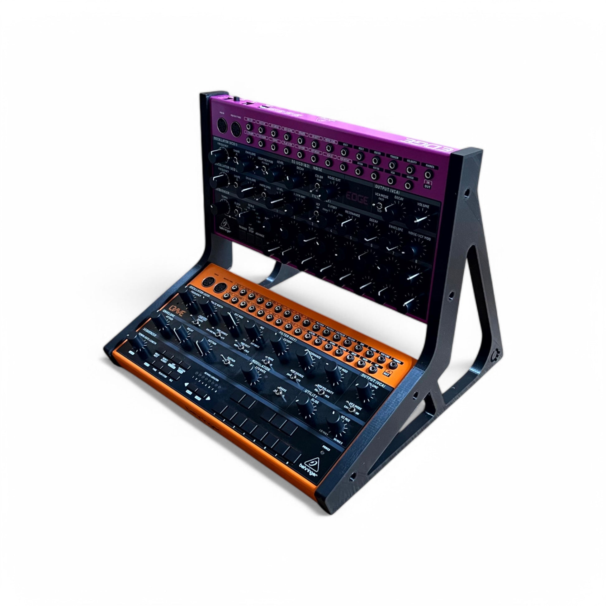 Behringer Crave / Edge / Spice / GRIND 2 Tier Synthesizer Stand | 3D Printed Synthesizer Stand | Cold Earth Industries - 3D printed 2 Tier stand in Black by Cold Earth Industries - Reverse Angle View