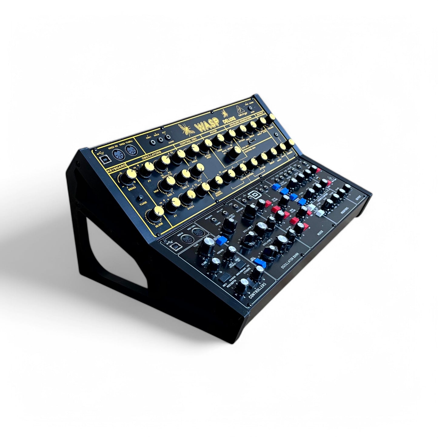 Behringer 2 Tier Synthesizer Stand | 3D Printed Synthesizer Stand | Cold Earth Industries - Custom 3D printed stand in Black by Cold Earth Industries with Wasp and Model D Synthesizers (not included)
