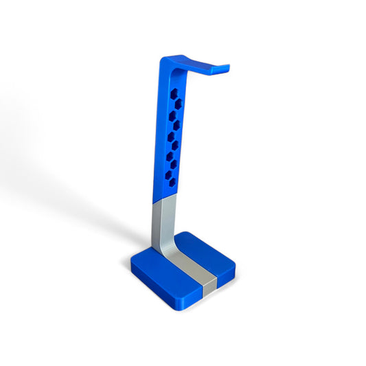 Cold Earth Industries 3D Printed Headphone Stand and Desktop Display for Studio, Gaming, or Home | Single, Dual, or Tri-Colour - Custom 3D printed stand in Blue and Grey by Cold Earth Industries