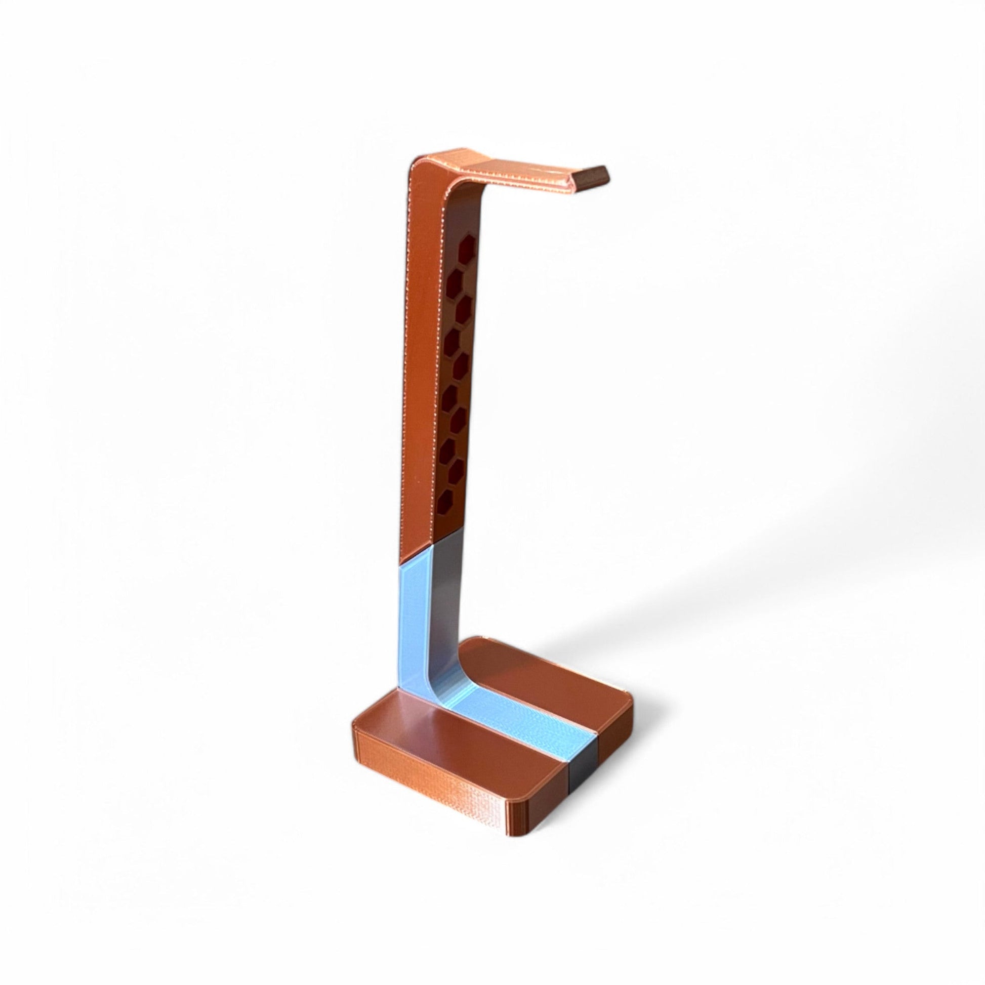 Cold Earth Industries 3D Printed Headphone Stand and Desktop Display for Studio, Gaming, or Home | Single, Dual, or Tri-Colour - Custom 3D printed stand in Copper and Silver by Cold Earth Industries