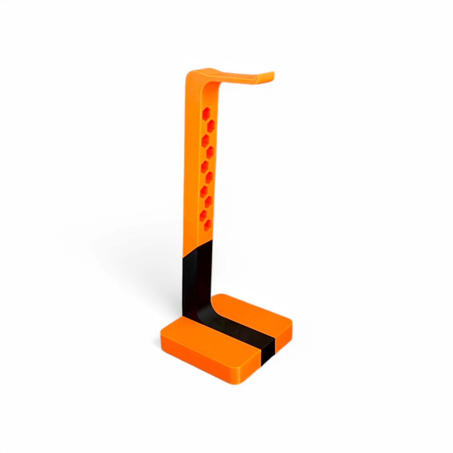 Cold Earth Industries 3D Printed Headphone Stand and Desktop Display for Studio, Gaming, or Home | Single, Dual, or Tri-Colour - Custom 3D printed stand in Orange and Black by Cold Earth Industries