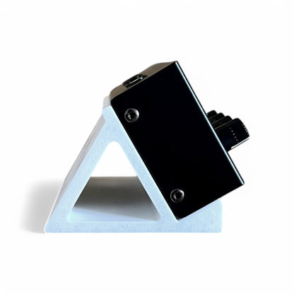 Behringer HA400 Ultra-Compact 4 Channel Stereo Headphone Amplifier Stand | 3D Printed MicroAmp Stand | Cold Earth Industries - 60 Degree 3D printed stand in White with HA400 - Side View - by Cold Earth Industries