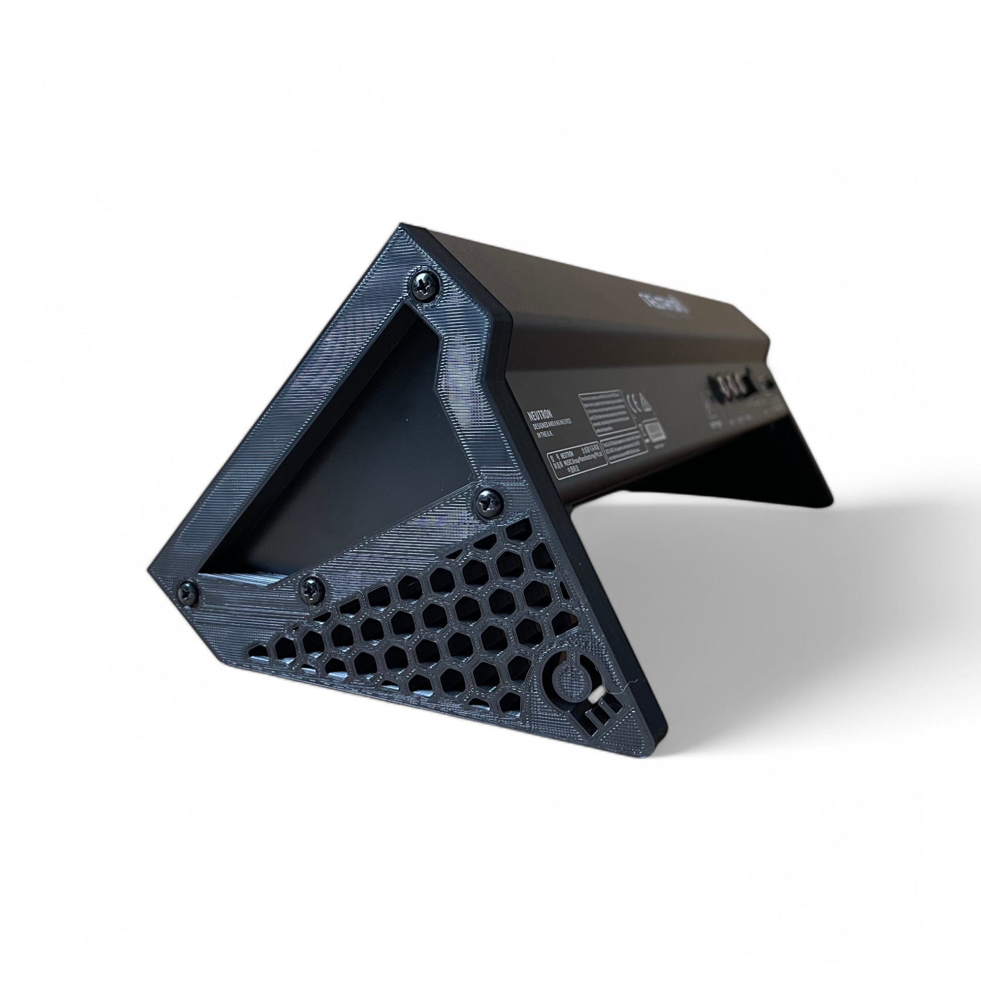 Behringer Module Synthesizer Side Panels | 3D Printed Synthesizer Stand | Cold Earth Industries - 50 Degrees 3D printed Side Panels in Black - Hex Cut - by Cold Earth Industries
