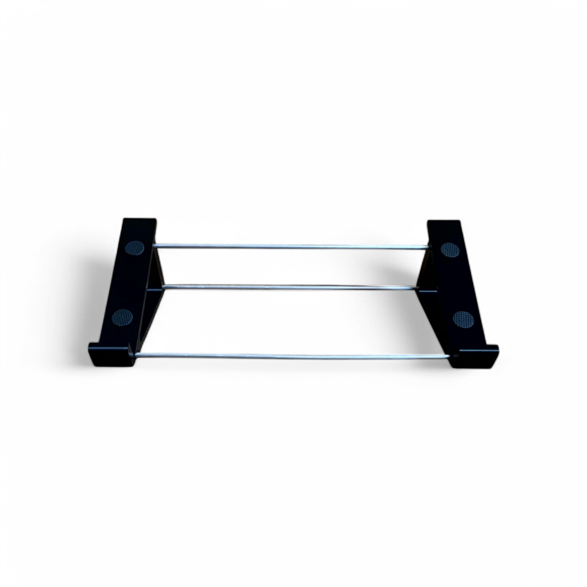 3D printed DSI / Sequential OB6 Desktop Synth stand by Cold Earth Industries, shown front view in black on a white background – custom desktop stands.