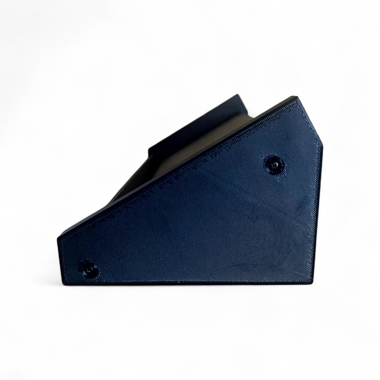 3D printed Desktop Pedalboard 400mm x 150mm 30 Degree Guitar Pedal & Synth Stand stand by Cold Earth Industries, shown from the side, in black, on a white background – custom desktop stands.