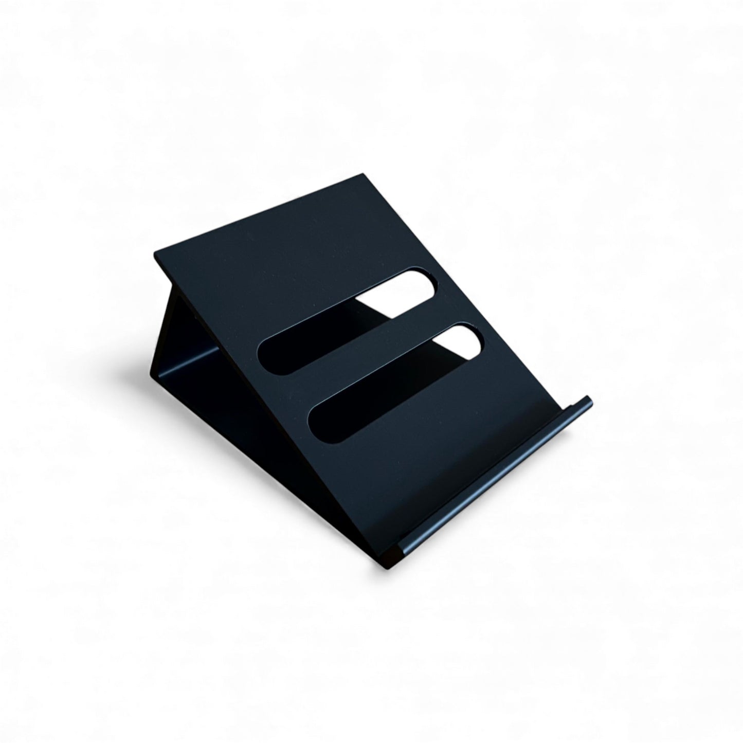 3D printed ElectroHarmonix Big Muff Pi Guitar Pedal 30 Degree stand by Cold Earth Industries, shown in black on a white background – custom desktop stands.