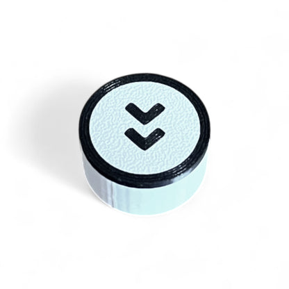 3D printed Empress Reverb / Echosystem Scroll Guitar Pedal Footswitch Topper by Cold Earth Industries, shown on a white background.