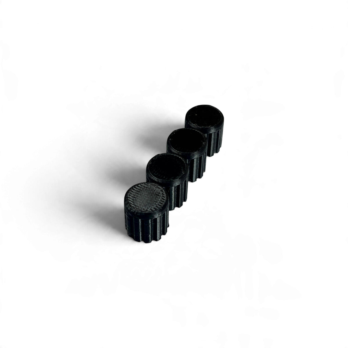 Set of 4 M-Vave FM-1 encoder caps in black, 3D printed by Cold Earth Industries
