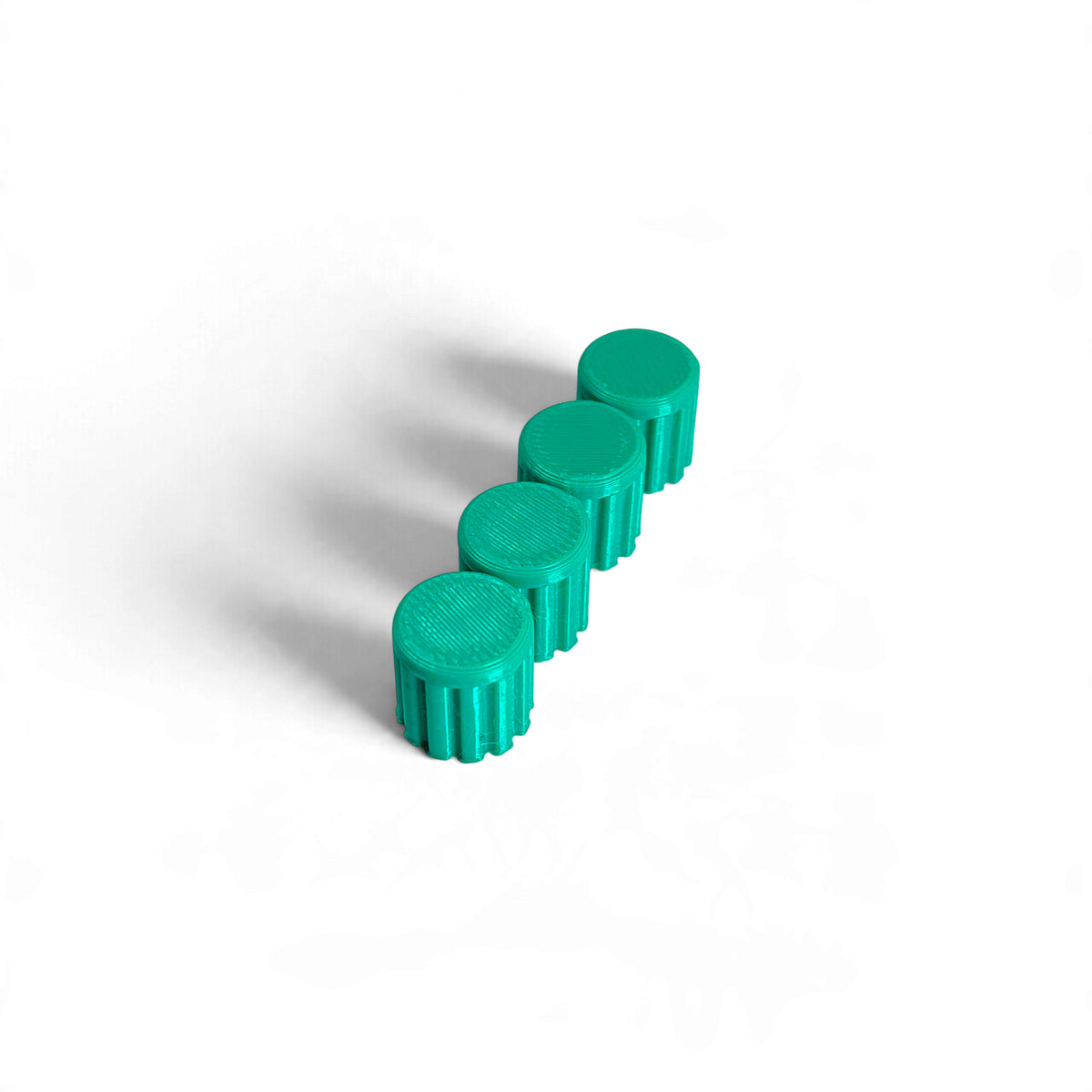 Set of 4 M-Vave FM-1 encoder caps in green, 3D printed by Cold Earth Industries