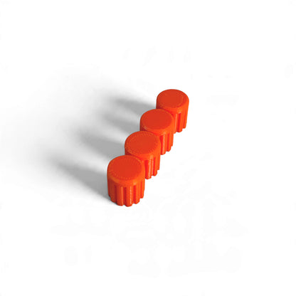 Set of 4 M-Vave FM-1 encoder caps in orange, 3D printed by Cold Earth Industries