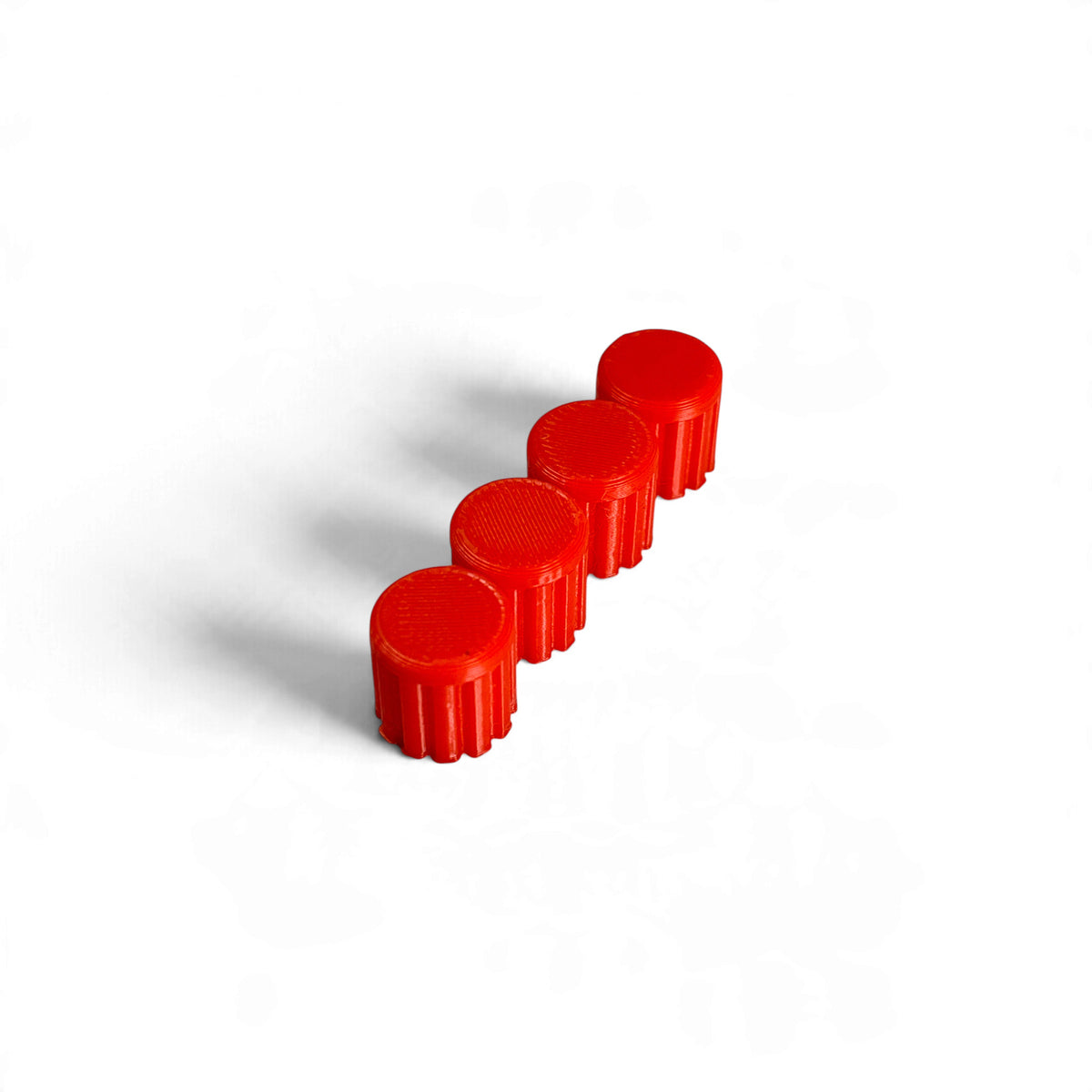 Set of 4 M-Vave FM-1 encoder caps in red, 3D printed by Cold Earth Industries