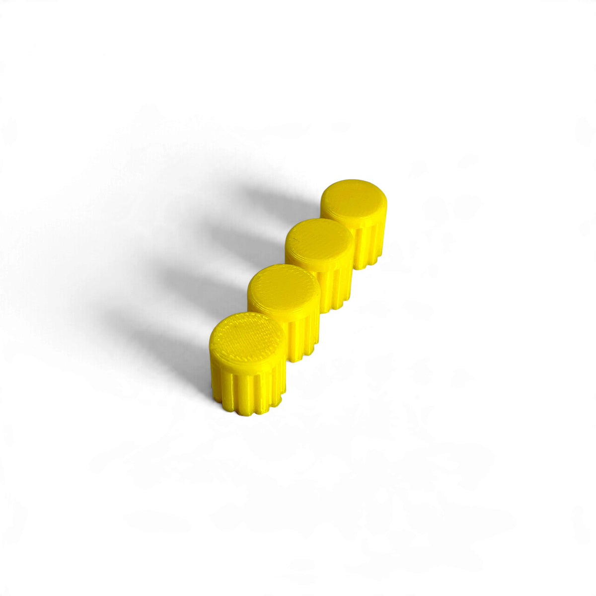 Set of 4 M-Vave FM-1 encoder caps in yellow, 3D printed by Cold Earth Industries