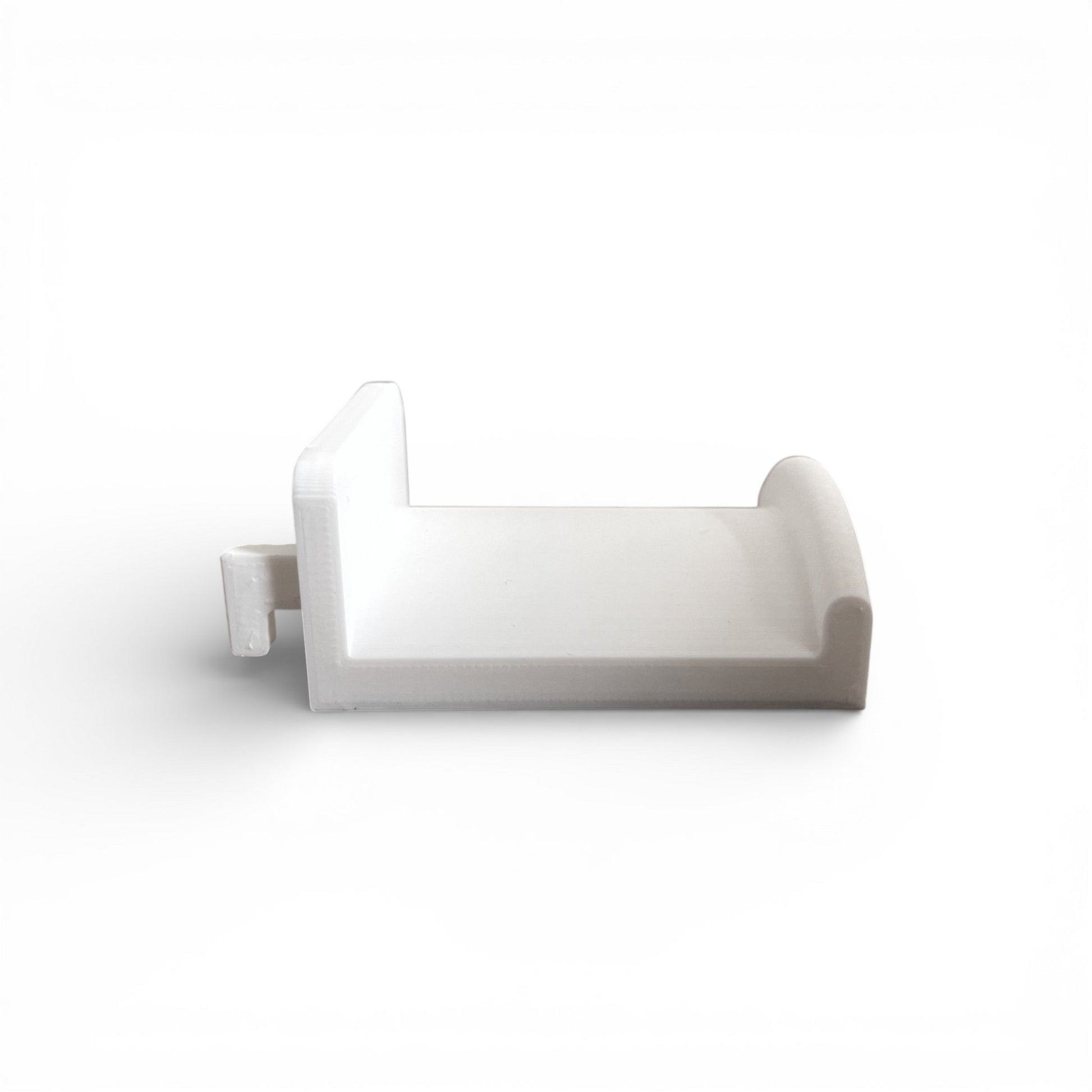 3D printed  Headphone Holder for IKEA SKADIS UPPSPEL Headphones by Cold Earth Industries, shown side view in White, on a white background – custom studio and live performance gear.