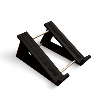 3D printed Hologram Electronics Chroma Console Guitar Pedal 30 Degree stand by Cold Earth Industries, shown in black on a white background – custom desktop stands.