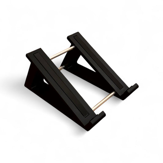 3D printed Hologram Electronics Chroma Console Guitar Pedal 30 Degree stand by Cold Earth Industries, shown in black on a white background – custom desktop stands.