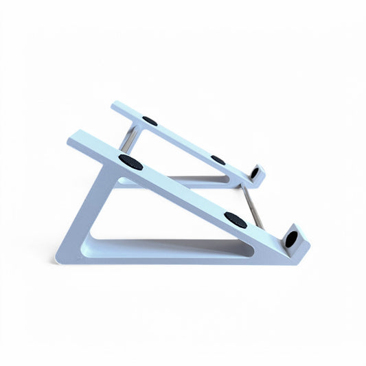 3D printed Intelligel Pallette Case 62HP Eurorack 30 degree stand by Cold Earth Industries, shown side view in white on a white background