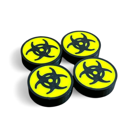 Guitar Pedal Footswitch Topper - Biohazard Sign Design - (Thin Version) (Single / 4 Pack)