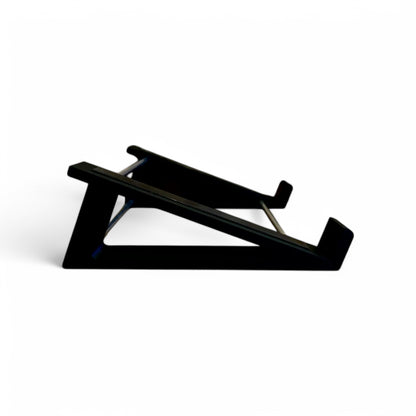 3D printed Elektron OctaTrack Sequencer & Sampler 20 degree stand by Cold Earth Industries, side view shown in black on a white background