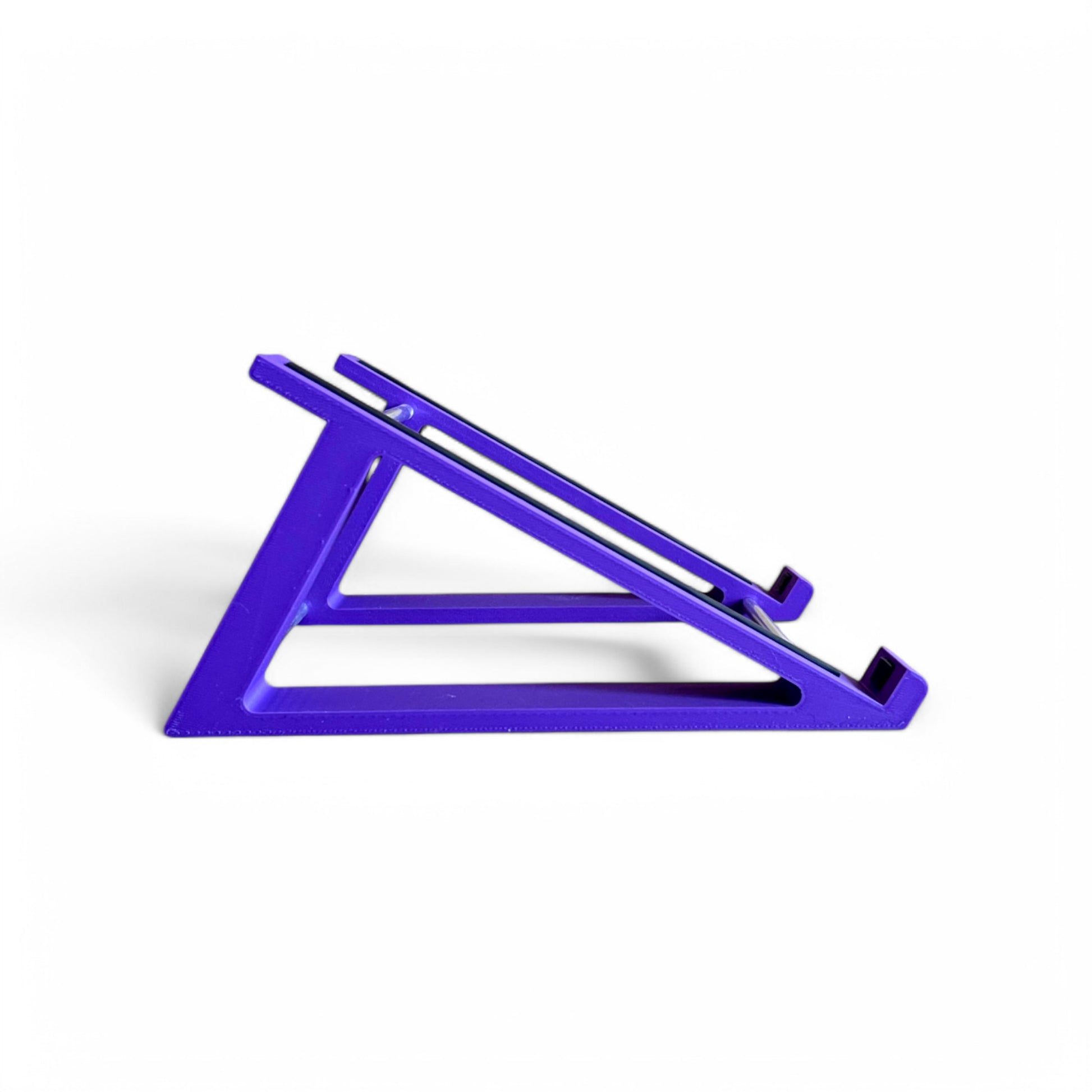 3D printed Presonus Atom Midi Controller 30 degree stand with rubber strips by Cold Earth Industries, shown side view in purple on a white background