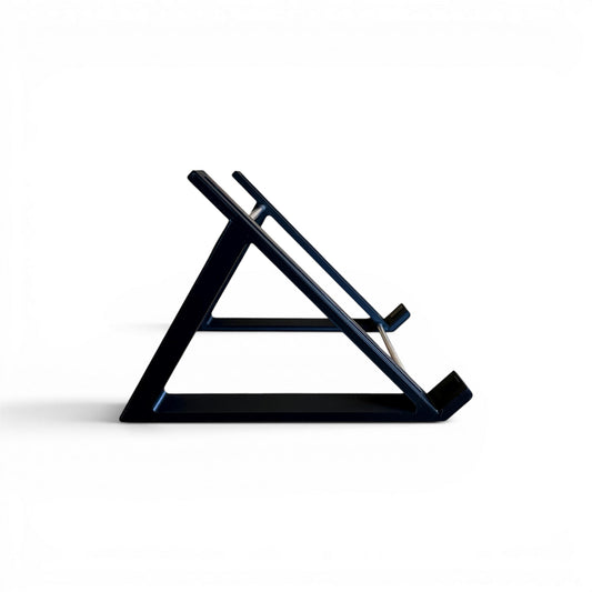 3D printed Neuzit Instruments Drop Midi Controller 20 degree stand by Cold Earth Industries, shown side view, in black, on a white background