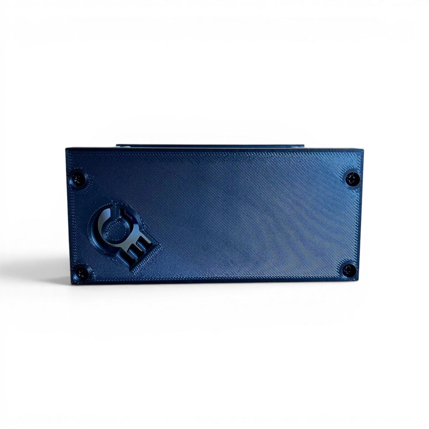 3D printed 20HP 3U Eurorack modular synthesizer case by Cold Earth Industries, shown, side view, with grey body and black side panels on a white background – custom desktop skiff enclosure.