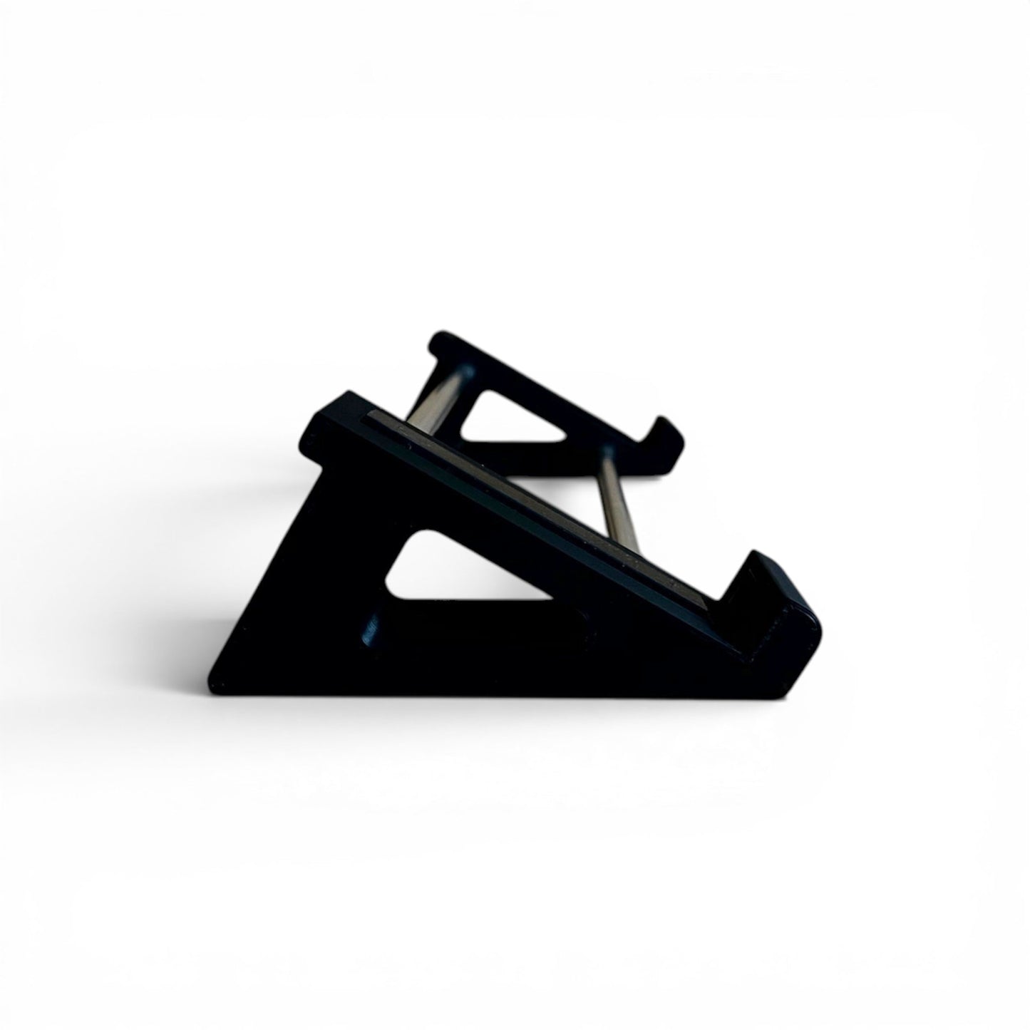 3D printed Light Reft Monolit / Concrete Eurorack Case 30 degree stand by Cold Earth Industries, shown side view, in black, on a white background