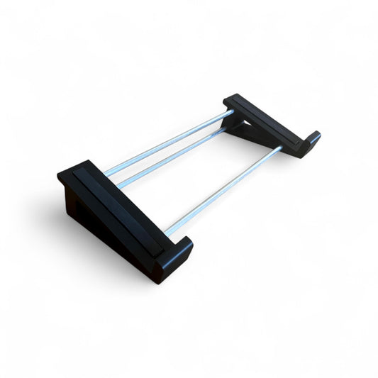 3D printed Line 6 HX Helix Stomp XL Guitar Pedal 20 Degree stand by Cold Earth Industries, shown in black on a white background – custom desktop stands.