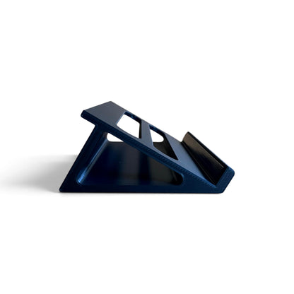 3D printed M-Vave FM-1 Synth 30 degree stand by Cold Earth Industries, shown side view, in black, on a white background