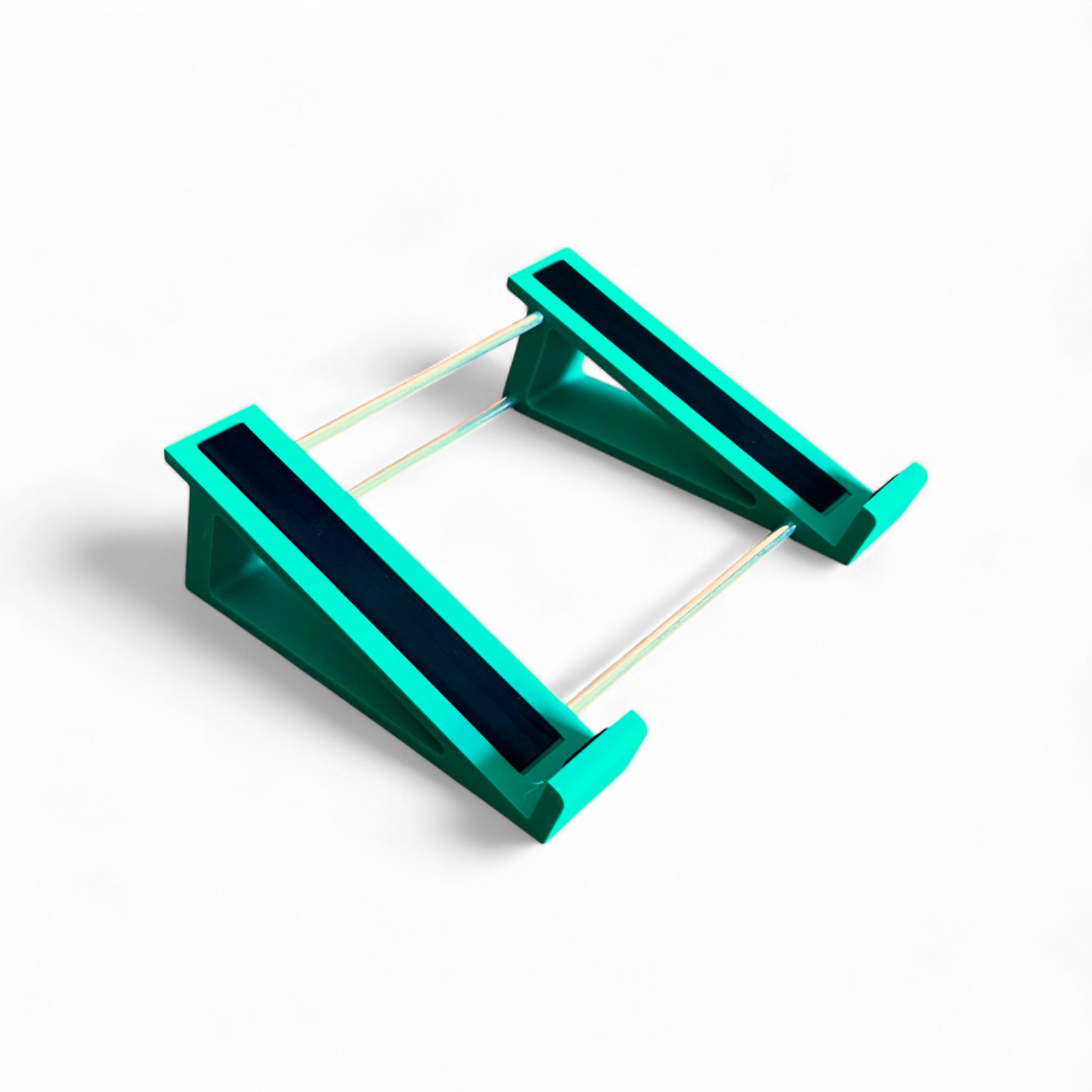 3D printed Neural DSP Quad Cortex Guitar Pedal 20 degree stand by Cold Earth Industries, side view, shown in green on a white background – custom desktop stands.